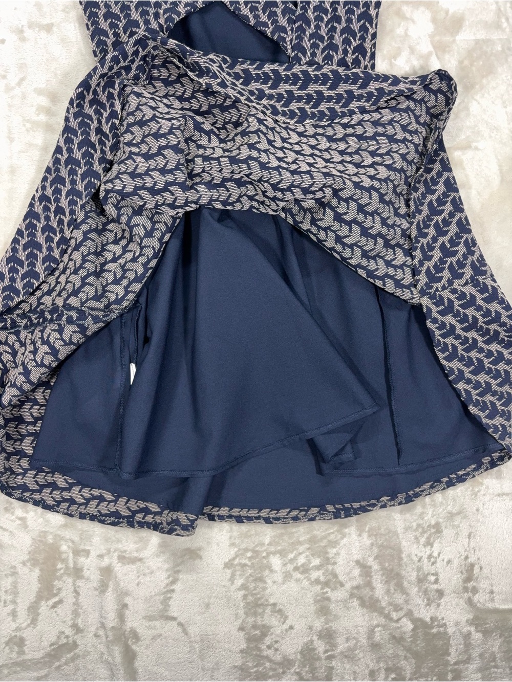Zara Open Back Cross Strap Fit & Flare Dress NWT Navy Beige M - Picture 7 of 13